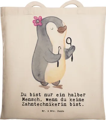 Produktbild von Mr. & Mrs. Panda Beutel Zahntechnikerin Herz - Transparent - Geschenk, canvas tasche, Jutebeutel, Uni, Einkaufstasche, Tote Bag