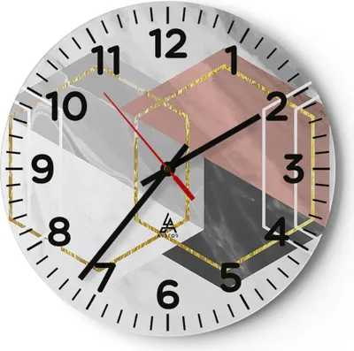 Produktbild von Wanduhr - Rund - Glasuhr - Zahlen Weiß Golden - 40x40cm - Schleichendes Uhrwerk - Lautlos - zum Aufhängen bereit - Dekoration Modern - Wanddekoration aus Glas - C4AR40x40-5087