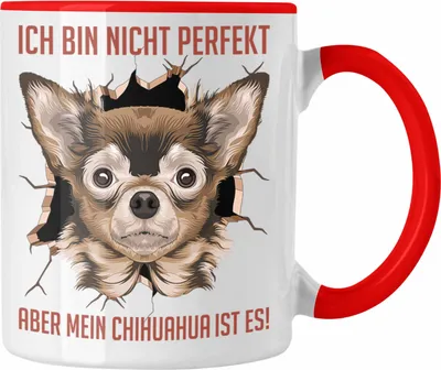 Produktbild von Trendation - Chihuhahua Besitzer Tasse Geschenk Kaffee-Becher Geschenkidee Frauchen Herrchen Ich Bin Nicht Perfekt Aber Mein Chihuaha Ist Es (Rot)