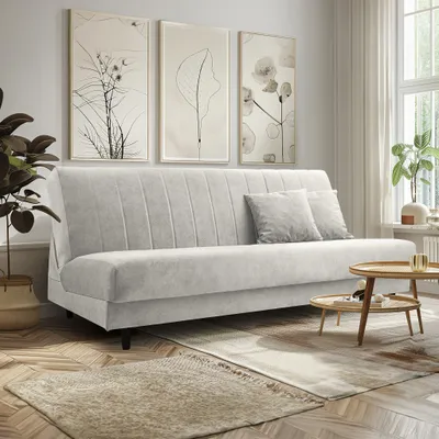 Produktbild von Sofa IRA, Wohnzimmer, modernes Schlafsofa Couch 3-Sitzer Sofa freistehendes Polstersofa Bettkasten 232 cm KLIK-KLAK-Mechanismus Creme Cloud 03