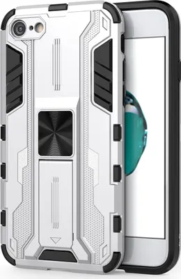 Produktbild von iPhone SE 2020 Hülle, Dual Layer PC TPU Bumper Stoßfest Ständer Schutzhülle für iPhone 7 / iPhone 8 / iPhone SE 2020 Silber