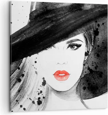 Produktbild von Bild auf Leinwand - Leinwandbild - Frau Gesicht Lippen - 50x50cm - Wand Bild - Wanddeko - Wandbilder - Leinwanddruck - Bilder - Kunstdruck - Wanddekoration - Leinwand bilder - Wandkunst - AC50x50-3916