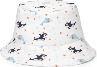 Produktbild von Mr. & Mrs. Panda Sonnenhut Orca Zylinder Größe S/M - Weiß - Geschenk, Schlapphut, Fest, Sommermütze, Geburtstag, Fischerhut, Bucket Hat, Tropenhut, Konfetti, Feier