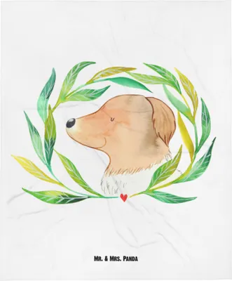 Produktbild von Mr. & Mrs. Panda Erstlingsdecke Hund Blumen - Weiß - Geschenk, Niedlich, Fleecedecke, Hundeliebe, Babydecke, Sprüche, Hunde, Kinderwagendecke, Plaid, Ranke