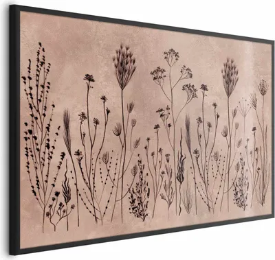 Produktbild von Posterpapier Poster - Field Flowers - black plants on a lime wash background 60x40 cm Blumen b-A-10447-ao-a
