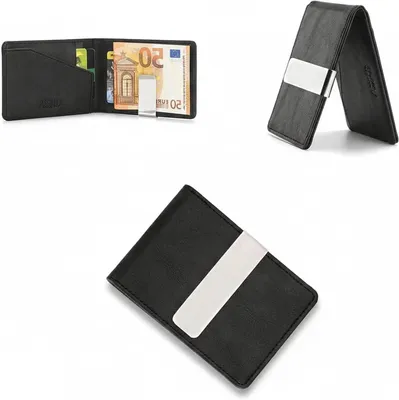 Image de Portefeuille clip - Porte-cartes - Usage quotidien - Protection RFID - 10,5 x 7,5 cm - Noir