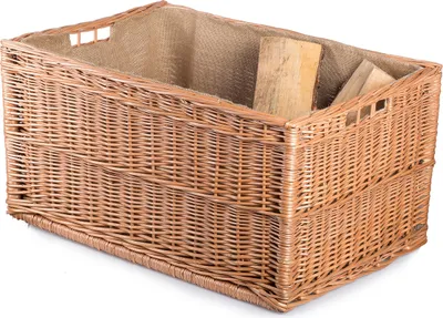 Produktbild von JIPRO® Kaminholzkorb aus Weide mit Jute Takka V. - Weidenkorb - B 63 x T 43 x H 33(cm)