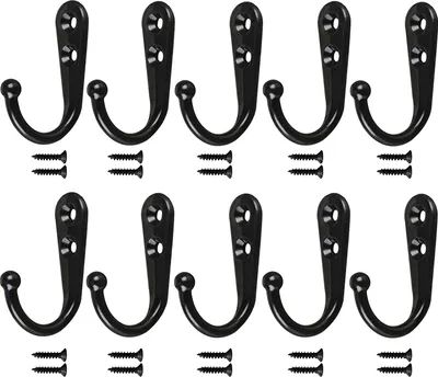 Produktbild von Kleiderhaken aus Metall einreihig Kleiderhaken Küche Badezimmerhaken Kleiderhaken Einwandig Schwarz