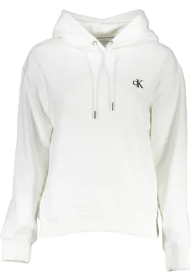 Produktbild von Weißes Damen Sweatshirt ohne Reißverschluss mit Kapuze & Stickerei