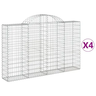 Produktbild von Gabionen mit Hochbogen 4 Stk. 200x30x120/140cm Verzinktes Eisen
