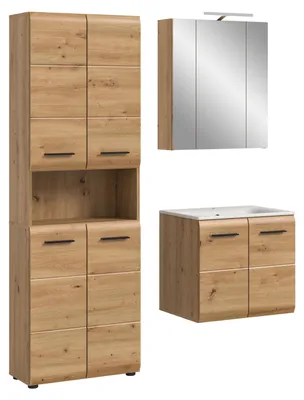Produktbild von xonox.home Ice Badkombination (B/H/T: 135x185x46 cm) in Artisan Oak Nachbildung und Artisan Oak Nachbildung