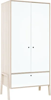 Produktbild von 1 Meter breiter Kleiderschrank mit 2 Türen | Farbe: Weiß