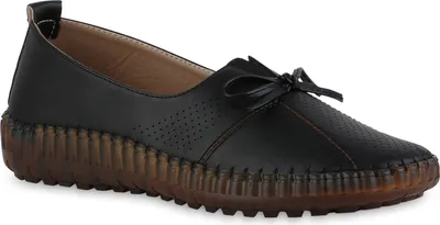 Produktbild von VAN HILL Damen Slip Ons Slippers Bequeme Schleifen Profil-Sohle Schuhe 841628, Farbe: Schwarz, Größe: 38