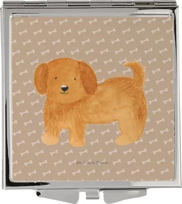 Produktbild von Mr. & Mrs. Panda Schminkspiegel Hund Flauschig - Hundeglück - Geschenk, Hunde, klein, Hundeliebe, Kleiner Spiegel, Süß, Handspiegel, Niedlich, Faltspiegel, Sprüche