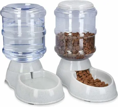 Produktbild von Automatischer Futter- und Wasserspender (2x) – Zubehör für Katzen und Hunde – 2 automatische Futternäpfe – für Katzen, Hunde und Kaninchen – 3,8 l Fassungsvermögen