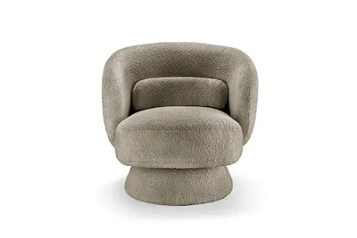 Produktbild von riess-ambiente Drehbarer Design Sessel BOSSA NOVA taupe Bouclé Lesesessel Relaxsessel Drehsessel