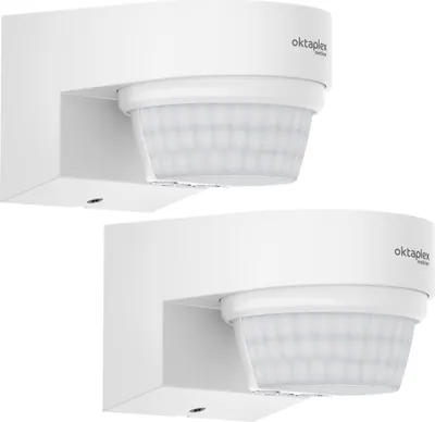 Produktbild von Oktaplex 2er Set Bewegungsmelder Außen IP65 240 Grad 14m Weiß Infrarot Außenbewegungsmelder wetterfest Eva
