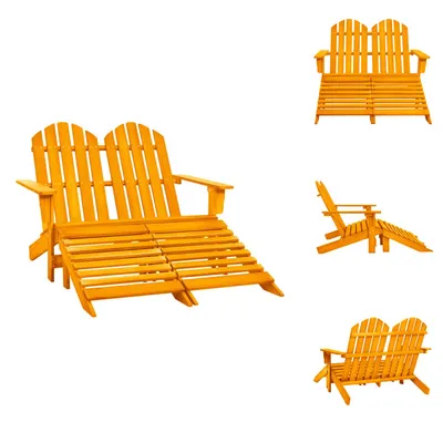 Image de vidaXL Banc de jardin de style Adirondack pour 2 personnes avec repose-pieds, en bois de pin, couleur orange - Chaises de jardin