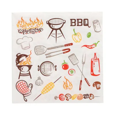 Produktbild von 200 Papstar Servietten, 3-lagig 1/4-Falz 33 cm x 33 cm Time for BBQ 89719