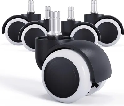 Produktbild von 5X Hartbodenrollen Drehstuhlrollen 11mm / 50mm Bürostuhlrollen Rollenset für Schreibtischstuhl Bürostuhl