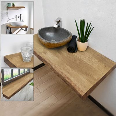 Holz Waschtischplatte für Aufsatzbecken Waschtischkonsole Eiche  40cm