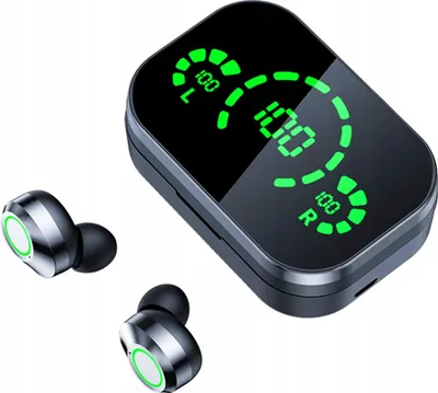 Zdjęcie produktu dla Czarne słuchawki bezprzewodowe douszne Bluetooth 5.0 sterowanie dotykowe ergonomiczny kształt czysty dźwięk