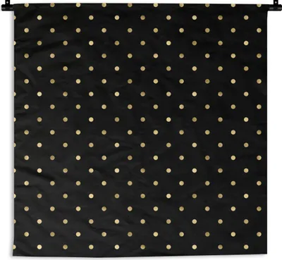 Produktbild von MuchoWow® Wandteppich Wandbehang Muster - Tupfen - Gold - Schwarz 150x150 cm Tapisserie Dekoration Wandtuch - Wohnaccessoires - Modernes