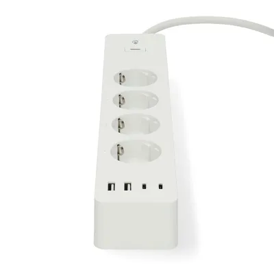 Produktbild von Nedis SmartLife Power Strip - 2x USB-A / 2x USB-C / 4x plug with earth contact (CEE 7/3) - 16.0 A - 3680 W - 2.00 m - 0 - 55 °C - Android / IOS - Weiss