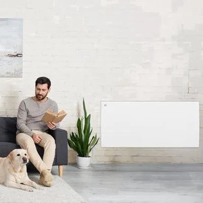 Productafbeelding van Keramische Infrarood Radiator Wandverwarming - 2000 W Vermogen - 12,4x96x45,5 cm Afmetingen - Wit - Voor Badkamer En Woonkamer