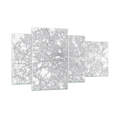 Produktbild von Bilder auf glas - 4 Teile - Stadt Karte London - 120x70cm - Glasbilder - Wandbilder - Bilder - zum Aufhängen bereit - Wanddekoration aus Glas - Glas Bilder - Wandbild auf Glas - GDL120x70-4680