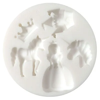 Image de Mini-moule en silicone pour pâte d'argile polymère - Licorne et princesse