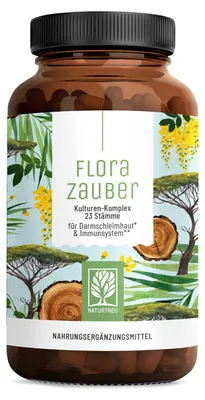 Produktbild von Kulturen Komplex für den Darm - 23 Bakterienstämme Lactobacillus & Bifidobakterien - FLORAZAUBER - 60 vegane magensaftresistente Kapseln - NATURTREU®