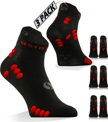 Produktbild von Sesto Senso Quarter Sportsocken – elastisch und atmungsaktiv, ideal für Laufen, Radfahren und Wandern, Unisex Herren Damen, Schwarz, Größe 39-42, 3 Paar