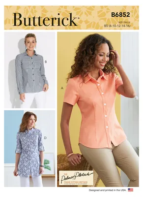 Produktbild von Schnittmuster Butterick B6852F5 Damenhemd 44-52