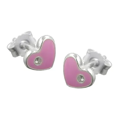 Produktbild von Ohrstecker Ohrring 6x7mm Kinderohrring Herz pink lackiert Silber 925 silber 6x7mm