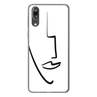 Produktbild von MuchoWow® Handyhülle Schutzhülle Hülle für Huawei P20 Gesicht - Frau - Minimalismus Silikon Softcase Handy Hülle - Hardcover