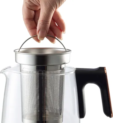 Produktbild von Arzum Ehlikeyf Semaver, Elektrischer Türkischer Teekocher, 2200W, 3,5L Wasserkocher, 1,2L Glas Teekanne, Edelstahl, Weiß