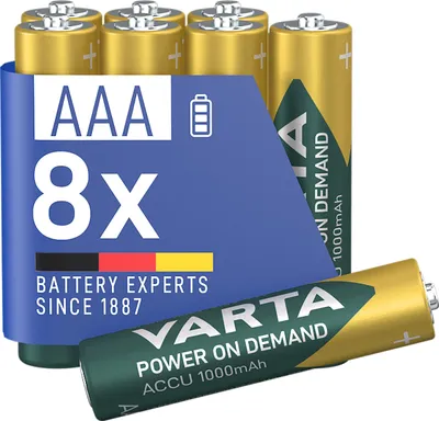 Produktbild von VARTA Batterien AAA, wiederaufladbar, 8 Stück, Akku, Power on Demand, 1000 mAh N