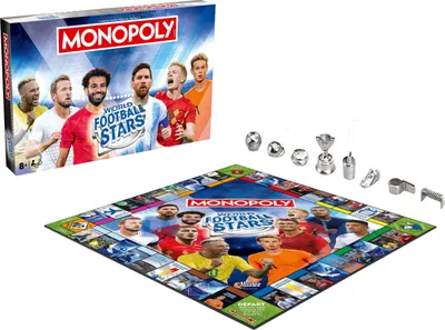 Obrázok produktu pre Monopoly World Football Stars, Stolová hra, Winning Moves, S ikonickými hráčmi Haalandom, Kaneom, Salahom, Viniciusom, Od 8 rokov