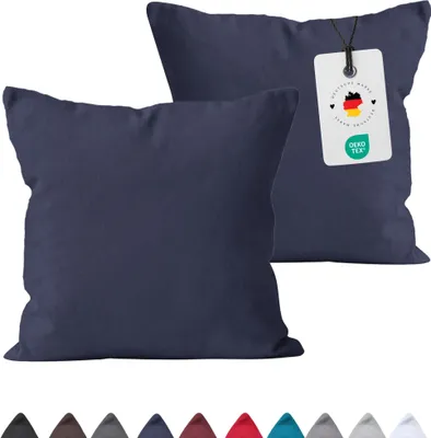 Produktbild von Kissenbezug 40x80 cm aus 100% Baumwolle, Kissenhülle Navy-Blau Uni
