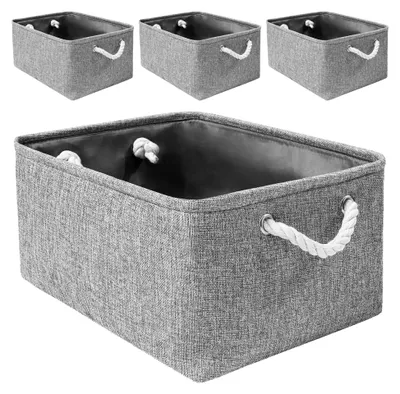 Produktbild von Stoff Aufbewahrungskörbe für den Schrank, Verschiedene Größen und Farben, 4er Set (Grau, Mittel)