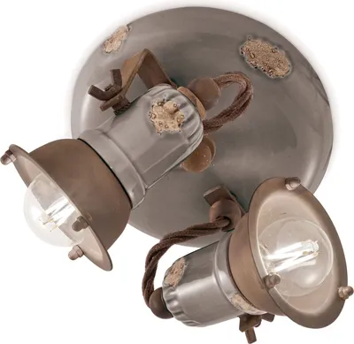 Produktbild von Spot Strahler Metall Keramik verstellbar Taupe Shabby Antik Rostbraun E14 2-flammig Vintage Design