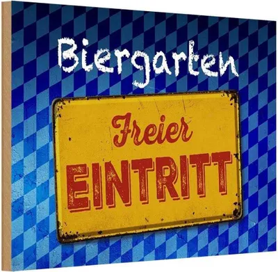 Zdjęcie produktu dla vianmo Drewniany znak 12x18 cm Biergarten freier Eintritt