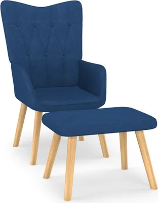 Produktbild von Relaxsessel mit Hocker Blau Stoff