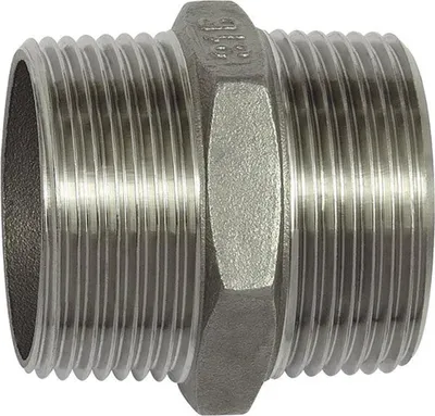 Produktbild von Riegler Doppelgewindenippel, Sechskant, R 3/8, SW 18, Edelstahl 1.4408