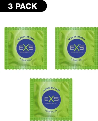 Zdjęcie produktu dla EXS Glow in the Dark prezerwatywy świecące 3 sztuki, bezzapachowe