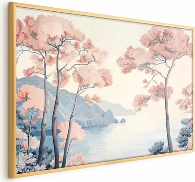 Produktbild von Posterpapier Poster - Ocean Cliffs and Trees; Delicate Motif in Pastel Colors 60x40 cm Landschaften c-H-10044-ao-a