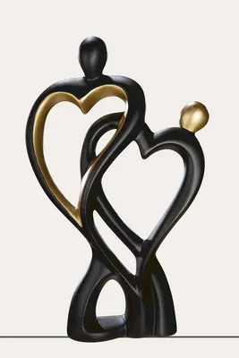 Produktbild von Gilde Francis, Figur, Paar, Herzensbindung, Herzmotiv, Keramik, schwarz, VE 2 Höhe: 28.00 cm Breite: 18.00 cm Tiefe: 9.00cm 30751