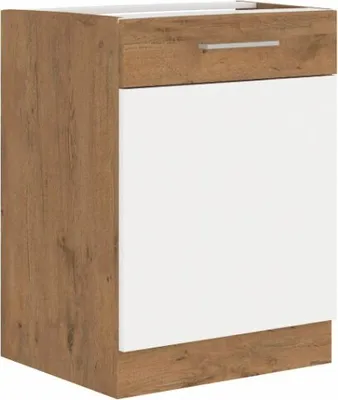 Produktbild von Kondela Niedriger Küchenschrank Weg D60 1F BB - Eiche Lanzett / Weiß Hochglanz