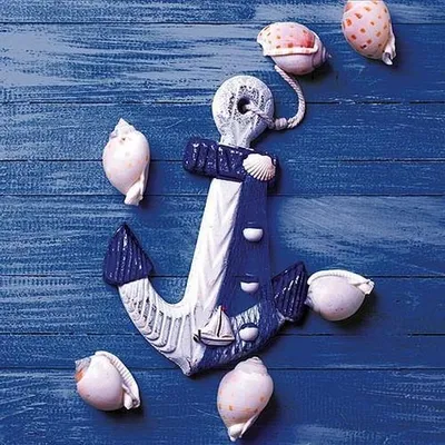 Produktbild von Servietten Papier 33x33cm 3-lagig Anker Motiv 20 Stück Blau / Weiß